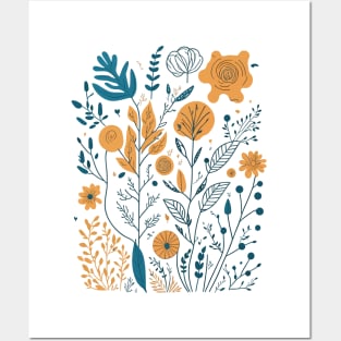 Bohemian Style Floral Shapes Posters and Art